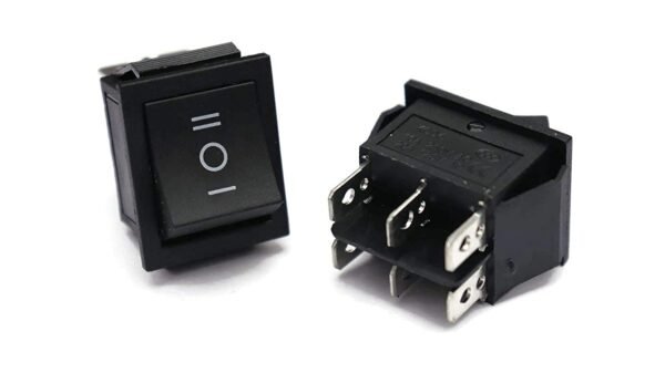 Black Rocker Forward And Backward Button Switch For Kids Electric Ride On Cars, Bikes DPDT 3 Position 16A 250VAC / 20A 125VAC 6 Pi heavy duty Rocker Power Switch