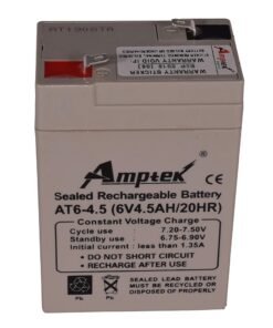 Amptek AT6-4.5 6V 4.5AH SMF/VRLA Battery | Sealed Lead Acid Battery | Strong ABS | Wide Temperature Range | Battery for Electronic Weighing Scales | Medical Electronic Test Equipments