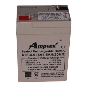 Amptek AT6-4.5 6V 4.5AH SMF/VRLA Battery | Sealed Lead Acid Battery | Strong ABS | Wide Temperature Range | Battery for Electronic Weighing Scales | Medical Electronic Test Equipments