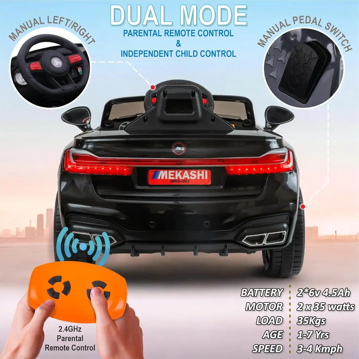 MEKASHI Electric Ride on Car for Kids MKS003 | RIDERTOYS - Image 4