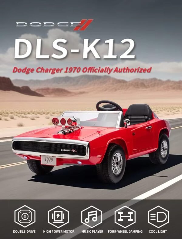 Kids Licensed Dodge Charger 1970 – 12V Electric Ride-On Car for Kids