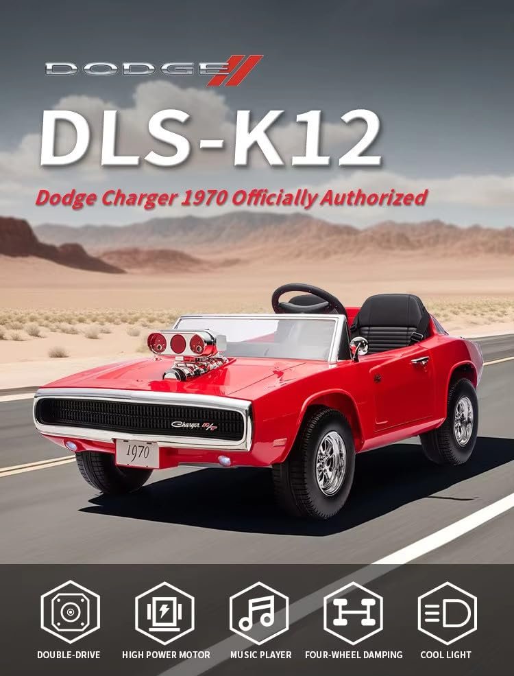 Kids Licensed Dodge Charger 1970 – 12V Electric Ride-On Car for Kids